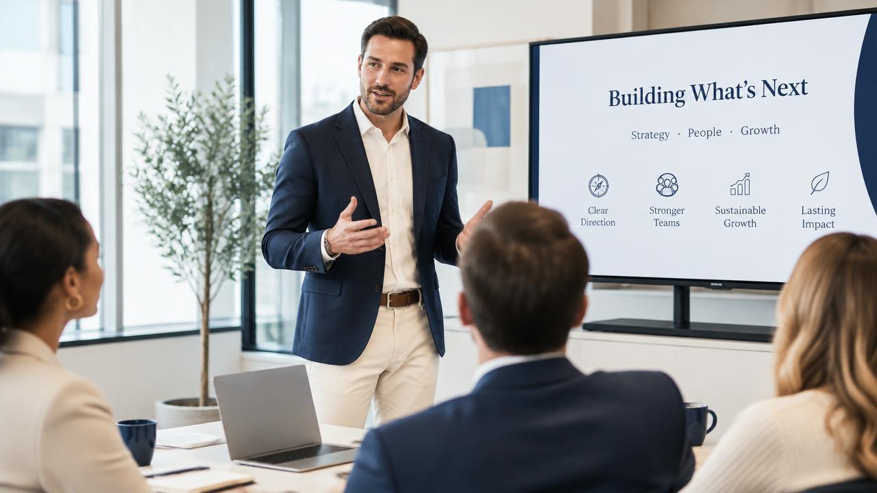 Professional presenting to colleagues